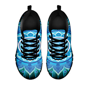 Vishuddha Chakra Mandala Print Black Running Shoes