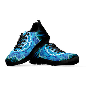 Vishuddha Chakra Mandala Print Black Running Shoes