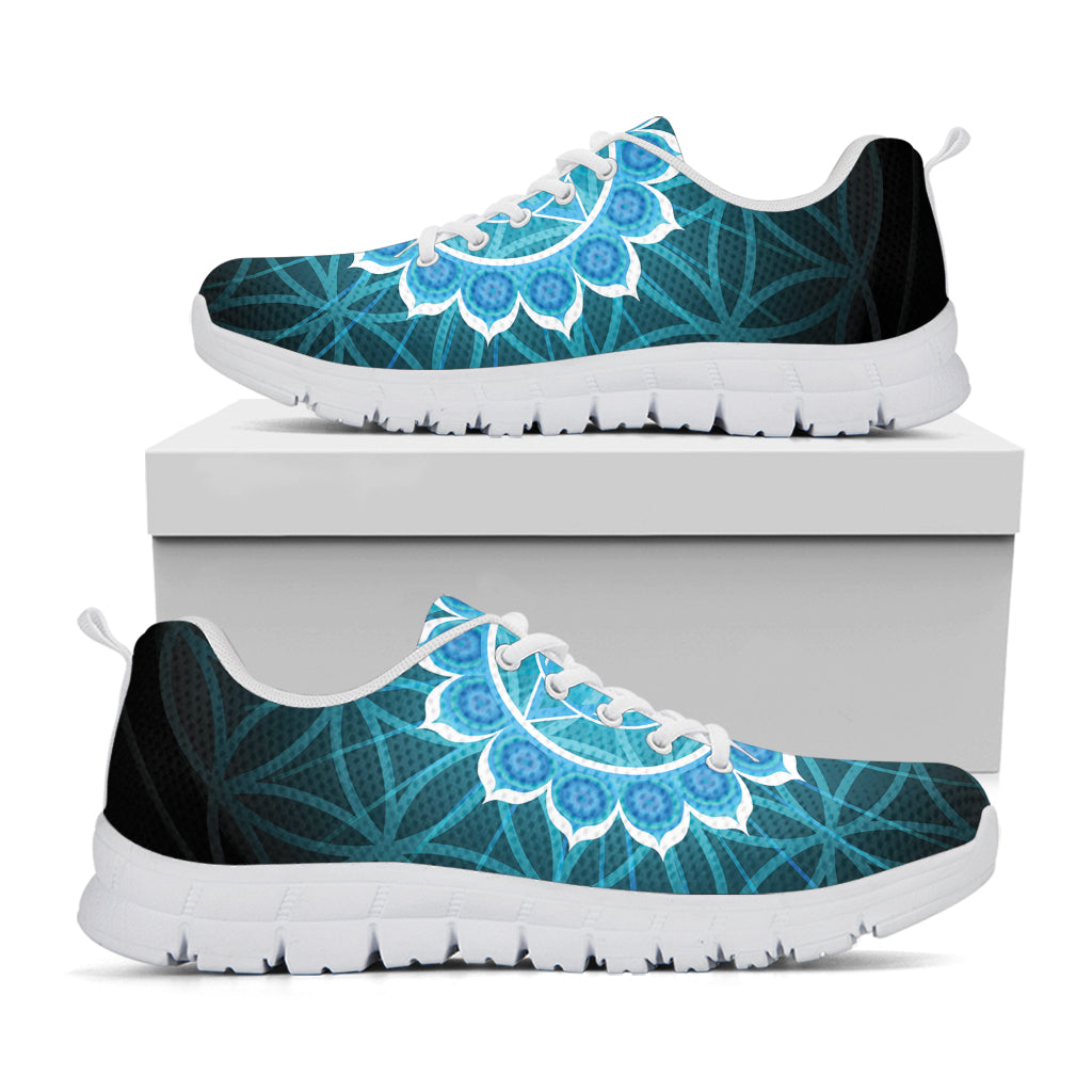 Vishuddha Chakra Spiritual Print White Running Shoes