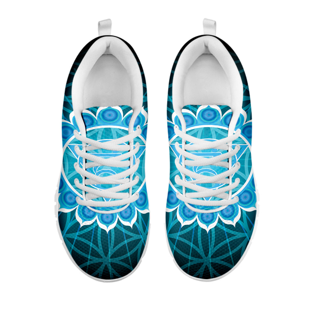 Vishuddha Chakra Spiritual Print White Running Shoes