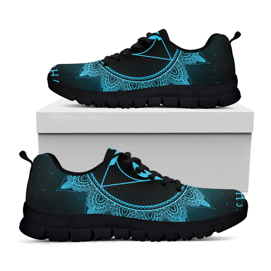 Vishuddha Chakra Symbol Print Black Running Shoes