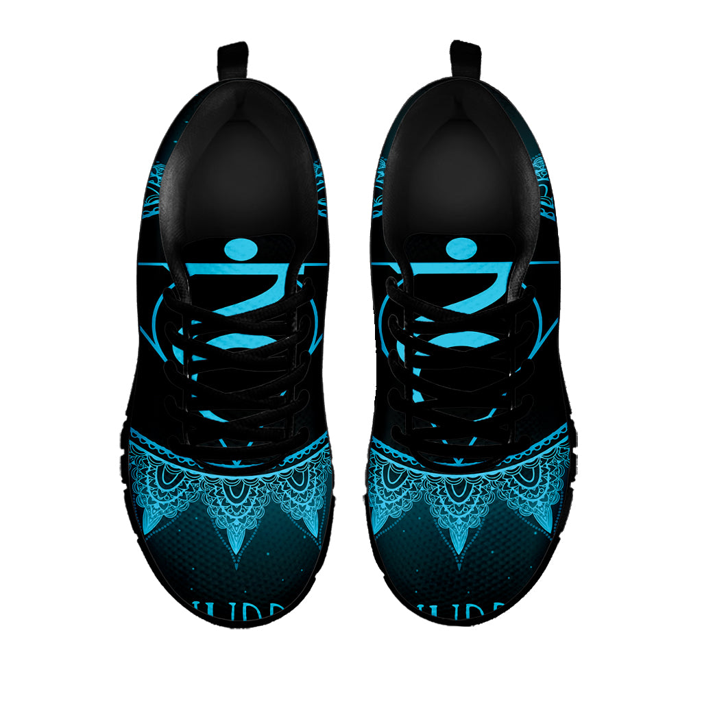 Vishuddha Chakra Symbol Print Black Running Shoes