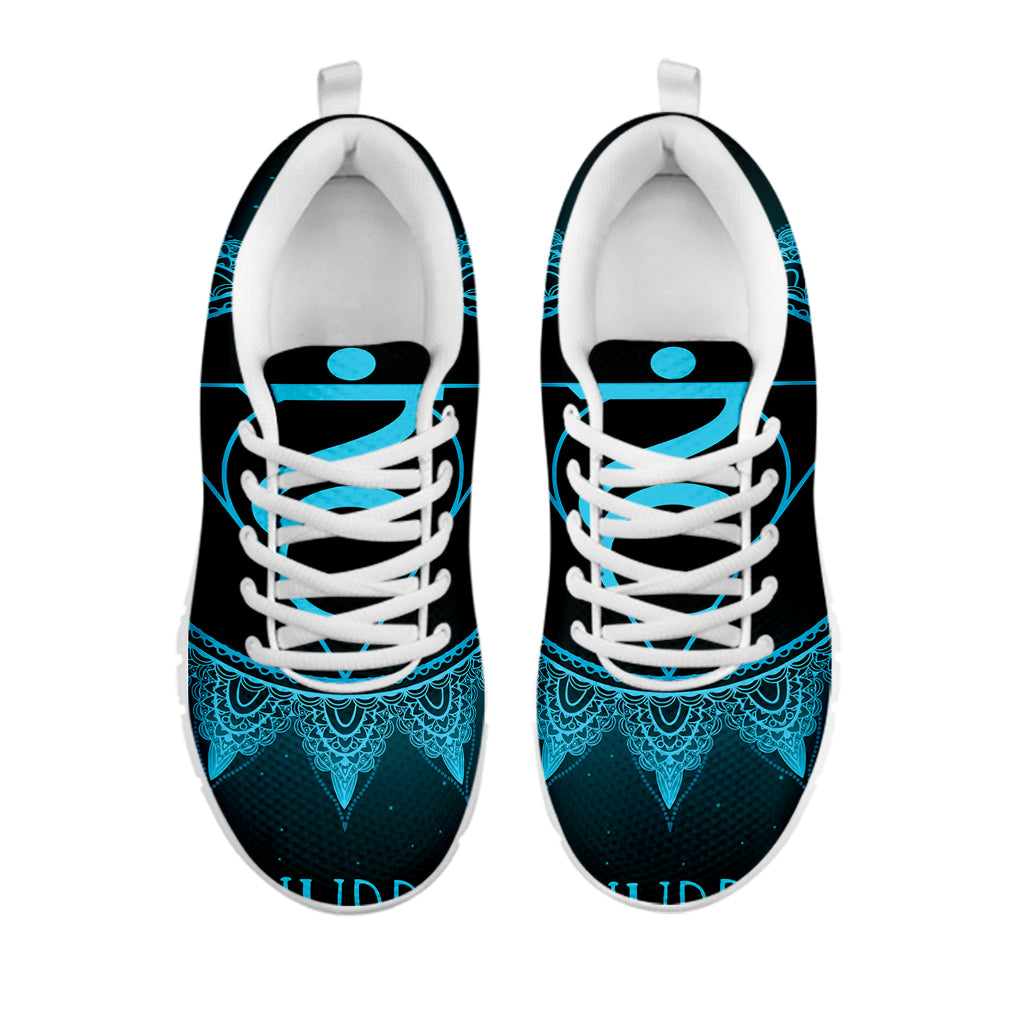 Vishuddha Chakra Symbol Print White Running Shoes