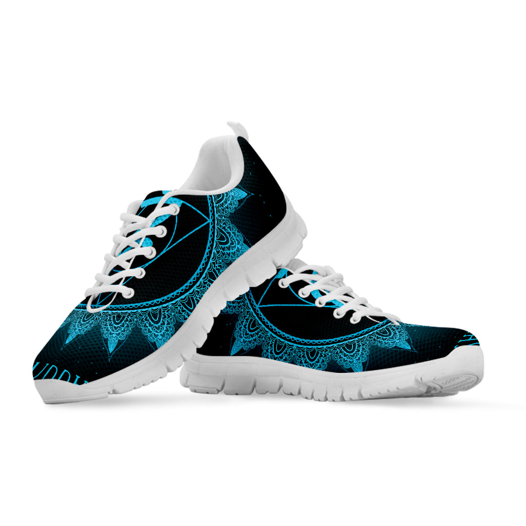 Vishuddha Chakra Symbol Print White Running Shoes