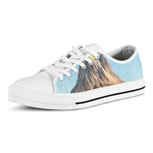 Volcanic Mountain Print White Low Top Sneakers