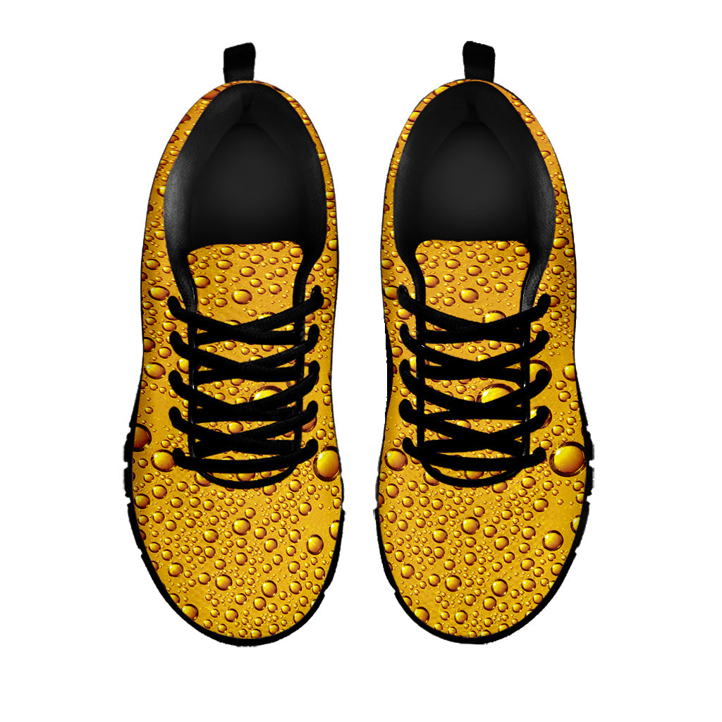 Water Drops On Beer Print Black Running Shoes