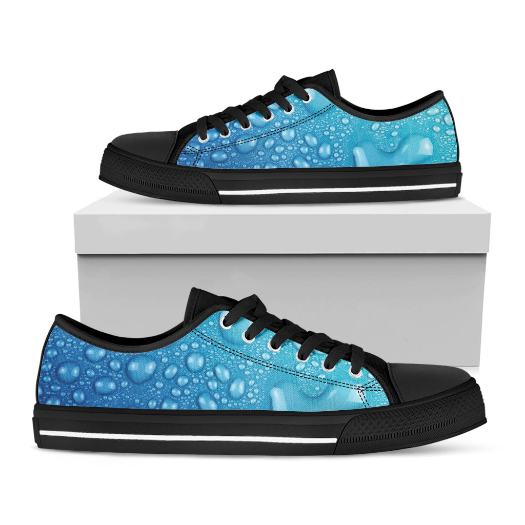 Water Drops Print Black Low Top Sneakers