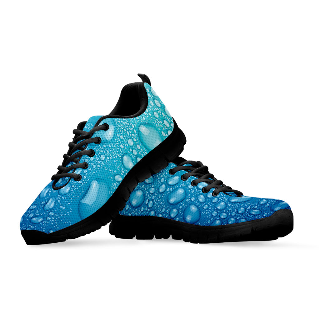 Water Drops Print Black Running Shoes