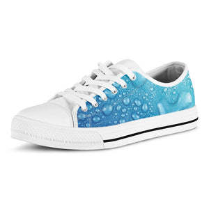 Water Drops Print White Low Top Sneakers