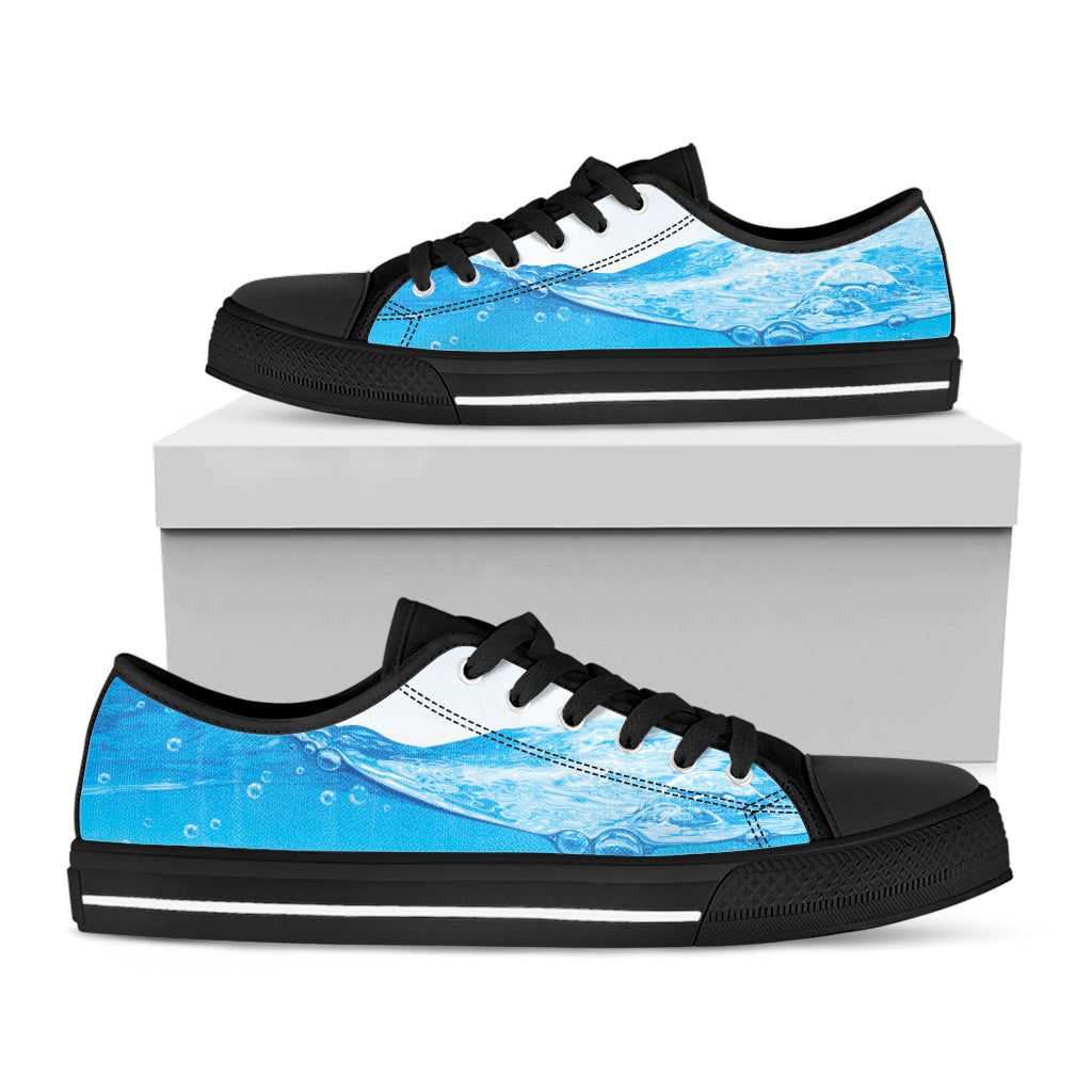 Water Wave Print Black Low Top Sneakers
