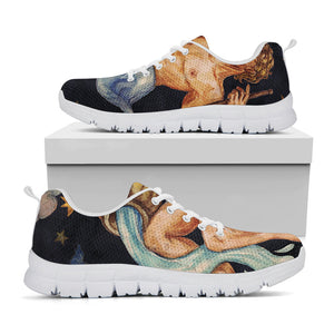 Watercolor Aquarius Zodiac Sign Print White Running Shoes