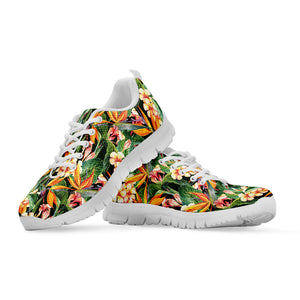 Watercolor Bird Of Paradise Print White Running Shoes