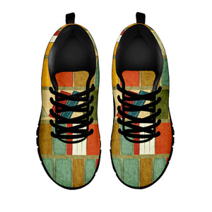 Watercolor Bookshelf Pattern Print Black Running Shoes