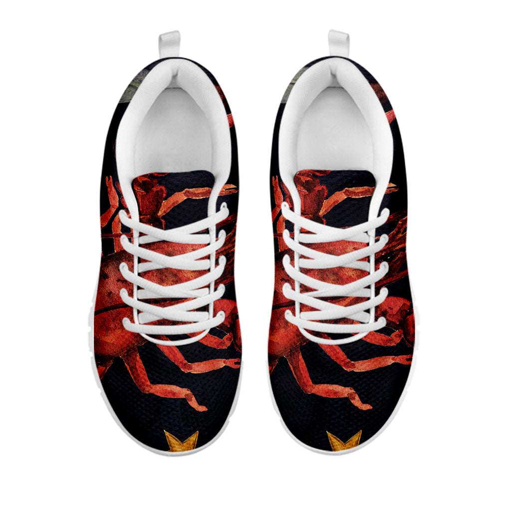 Watercolor Cancer Zodiac Sign Print White Running Shoes