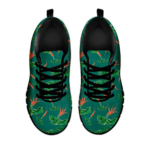 Watercolor Carrot Pattern Print Black Running Shoes