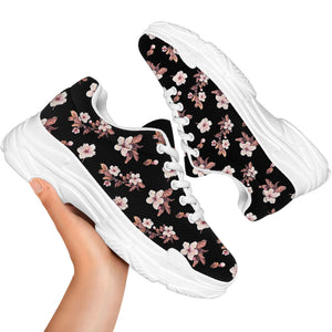 Watercolor Cherry Blossom Pattern Print White Chunky Shoes