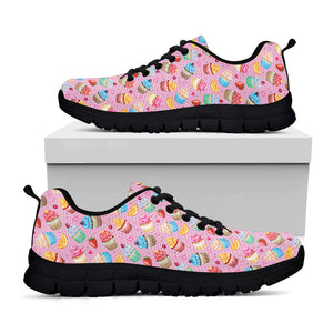 Watercolor Cupcake Pattern Print Black Running Shoes