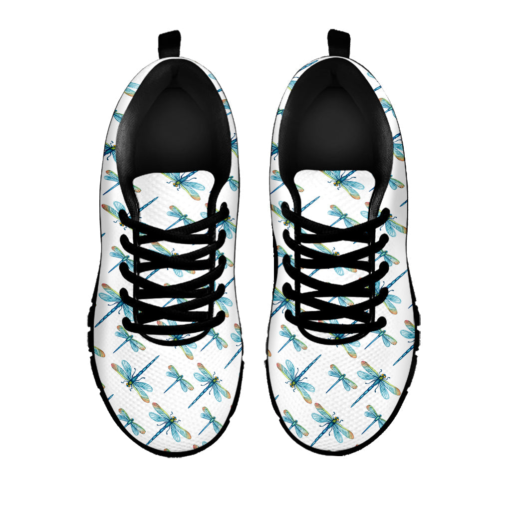 Watercolor Dragonfly Pattern Print Black Running Shoes