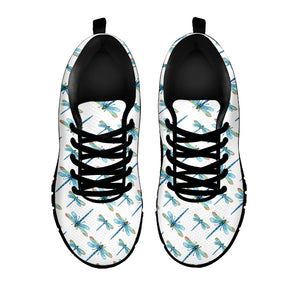 Watercolor Dragonfly Pattern Print Black Running Shoes