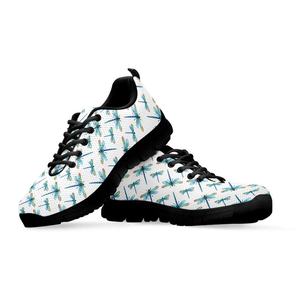 Watercolor Dragonfly Pattern Print Black Running Shoes