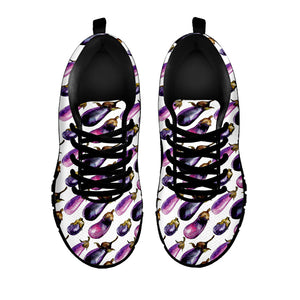 Watercolor Eggplant Pattern Print Black Running Shoes