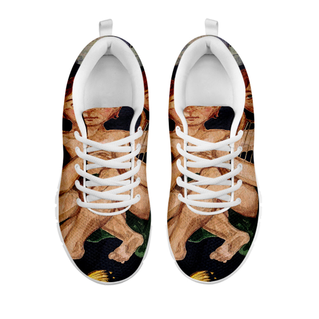 Watercolor Gemini Zodiac Sign Print White Running Shoes