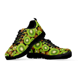 Watercolor Kiwi Pattern Print Black Running Shoes