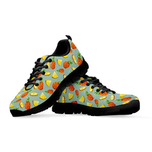 Watercolor Pineapple Pattern Print Black Running Shoes