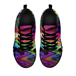 Watercolor Psychedelic Print Black Running Shoes