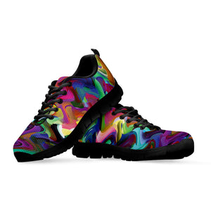 Watercolor Psychedelic Print Black Running Shoes