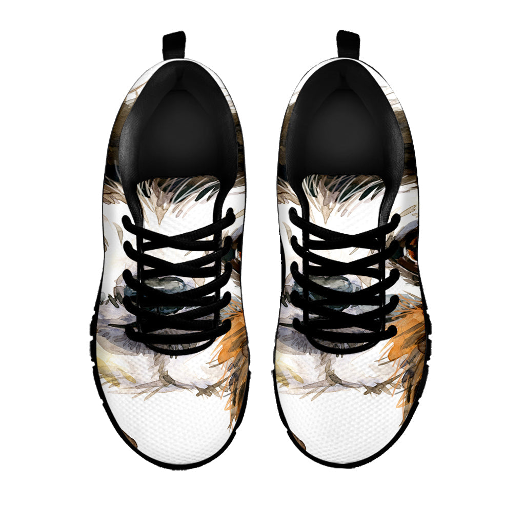 Watercolor Sloth Print Black Running Shoes