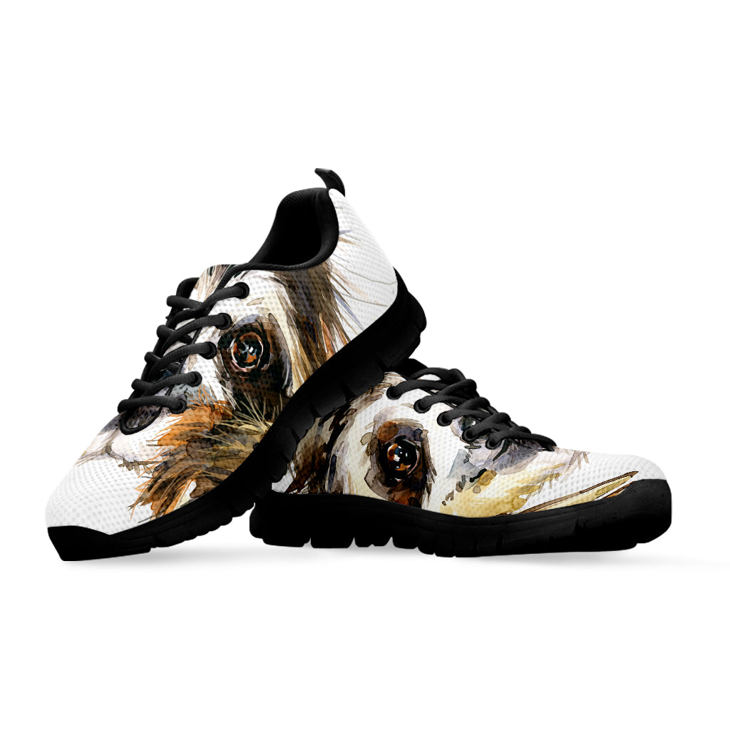 Watercolor Sloth Print Black Running Shoes