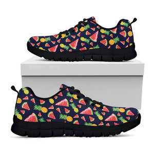 Watercolor Tropical Pattern Print Black Running Shoes
