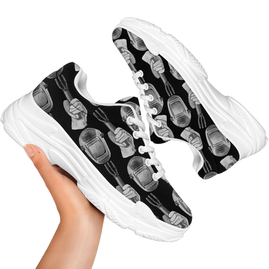 Watercolor Welder Pattern Print White Chunky Shoes