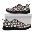Watercolor White Daisy Pattern Print Black Running Shoes