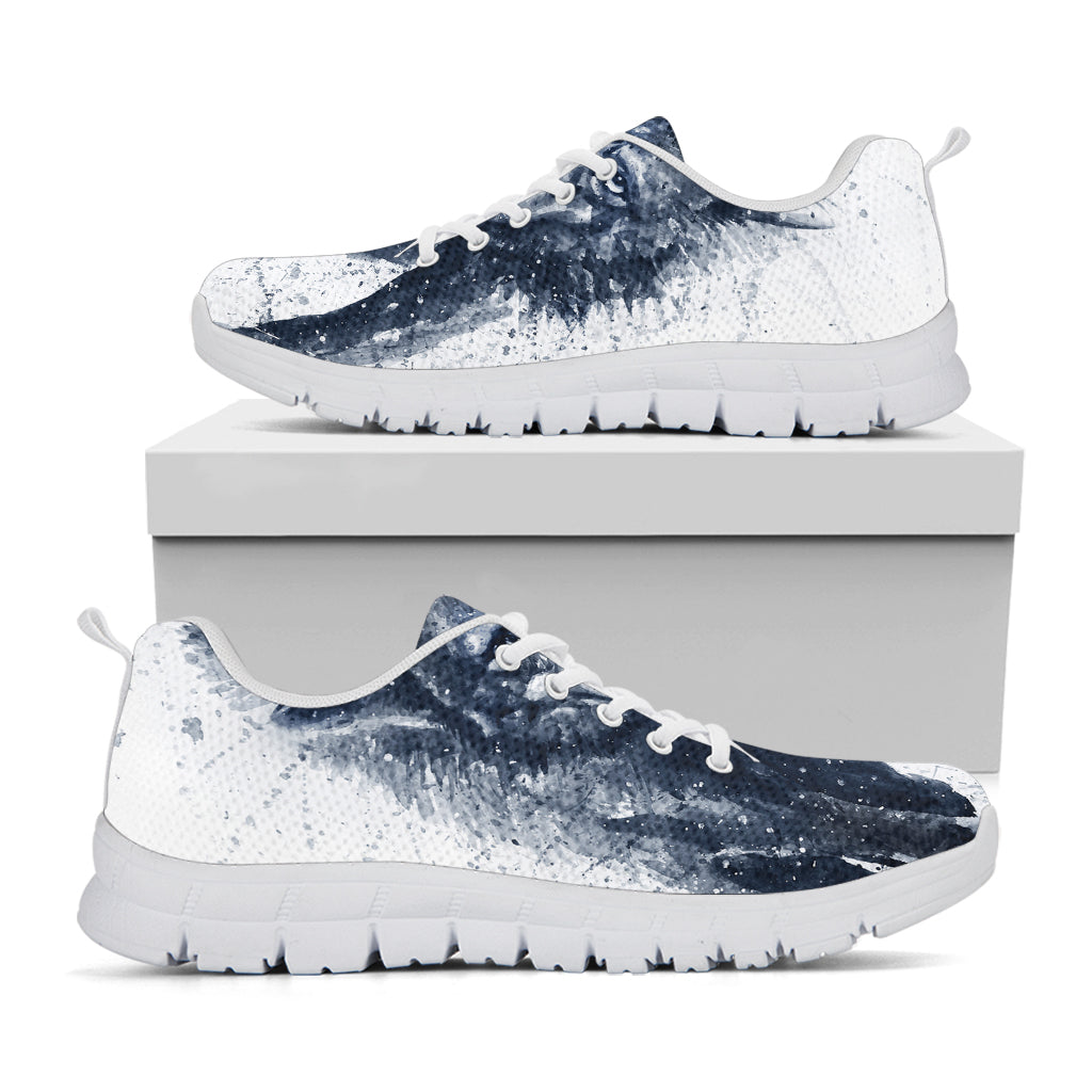 Watercolor Wolf Portrait Print White Running Shoes