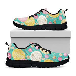 Watercolor Yarn Pattern Print Black Running Shoes
