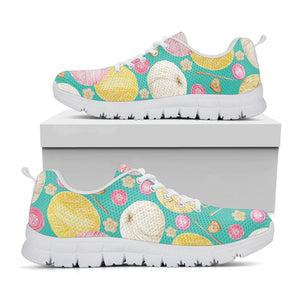 Watercolor Yarn Pattern Print White Running Shoes