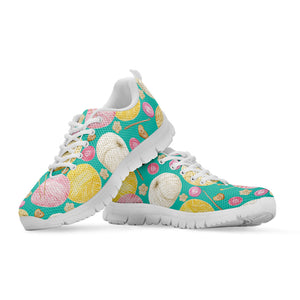 Watercolor Yarn Pattern Print White Running Shoes