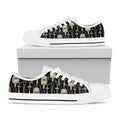 Welding Mask Pattern Print White Low Top Sneakers