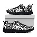White And Black Aztec Pattern Print Black Running Shoes