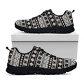 White And Black Knitted Pattern Print Black Running Shoes