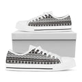 White And Black Knitted Pattern Print White Low Top Sneakers