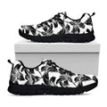 White And Black Lily Pattern Print Black Running Shoes
