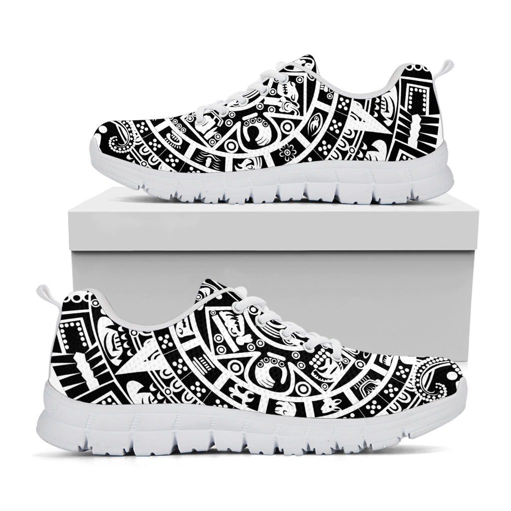 White And Black Maya Calendar Print White Running Shoes