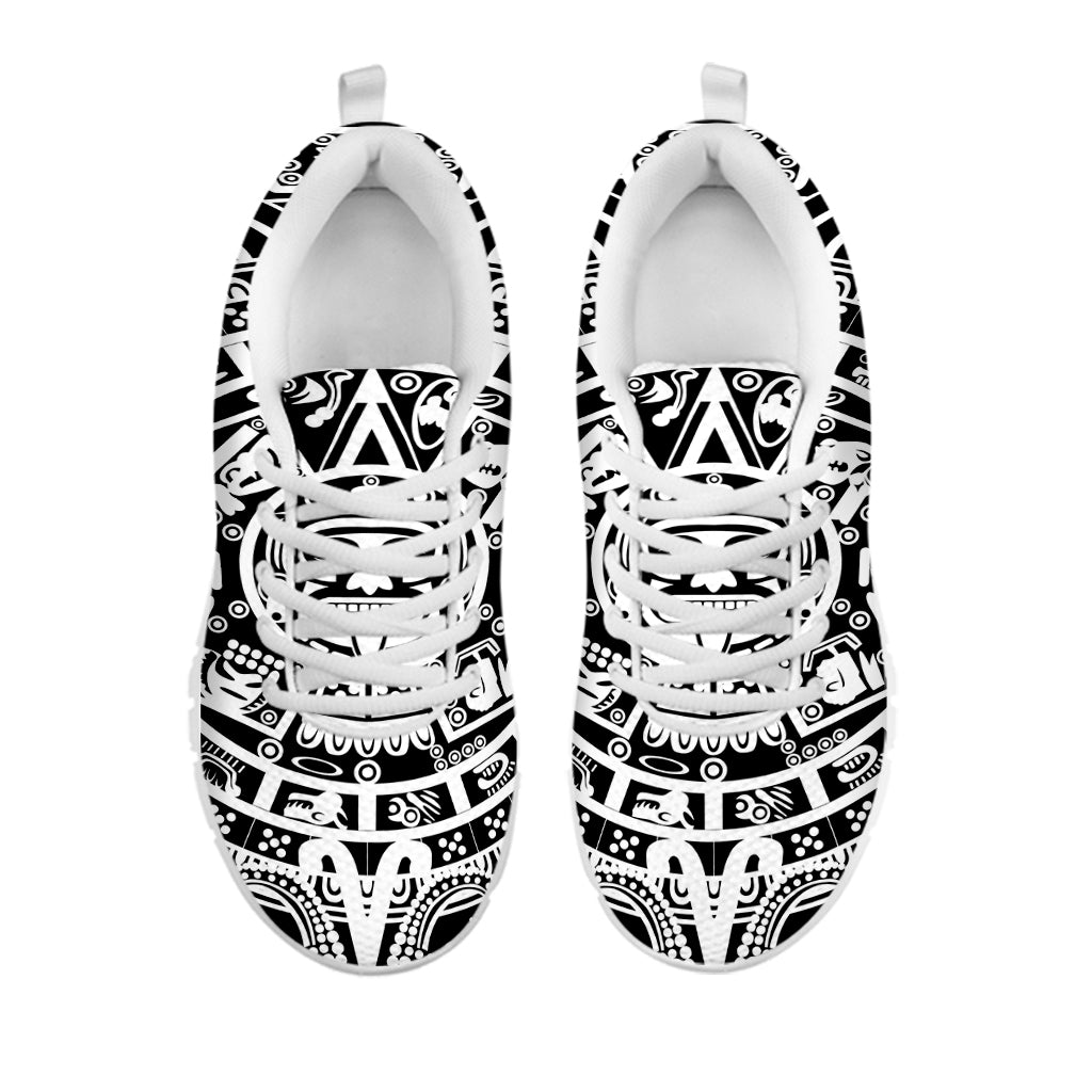White And Black Maya Calendar Print White Running Shoes