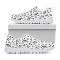 White And Black Music Note Pattern Print White Running Shoes