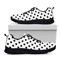 White And Black Polka Dot Pattern Print Black Running Shoes