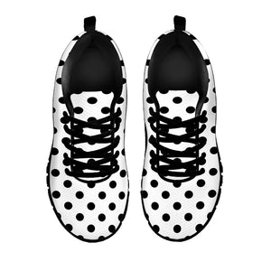 White And Black Polka Dot Pattern Print Black Running Shoes