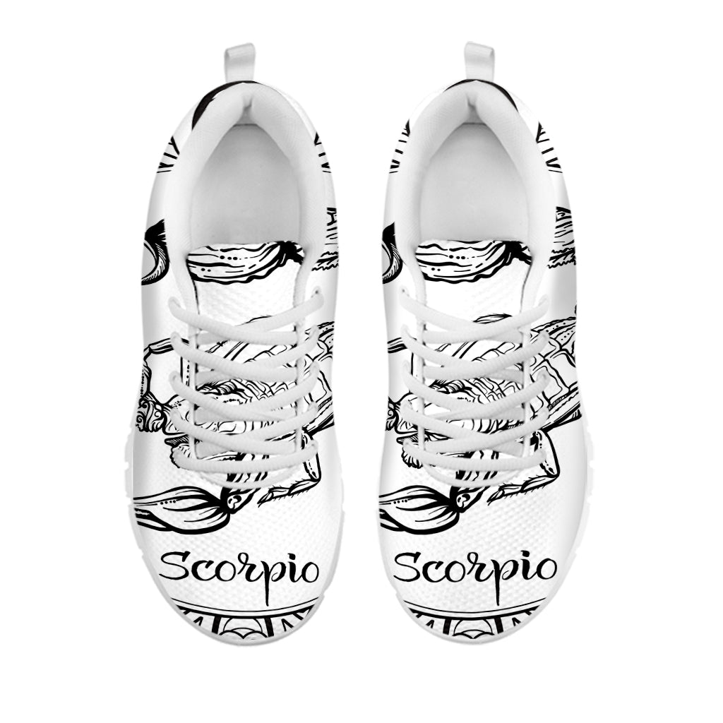 White And Black Scorpio Sign Print White Running Shoes